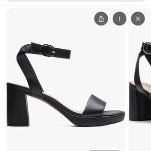 Clarks Black Block Heel Sandals